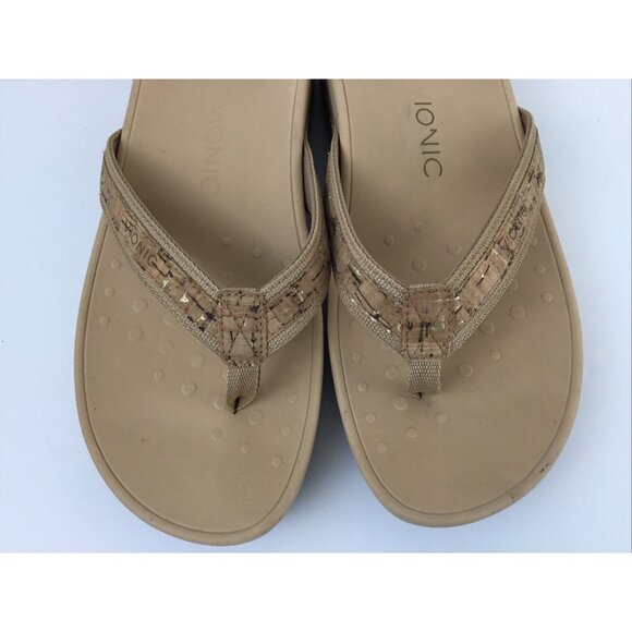 Vionic High Tide Sandals TVW4895 Cork/Gold Wedge Flip Flops Size 11W Wide - Picture 4 of 10